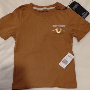True Religion Kids Tan T-Shirt with Gold Logo